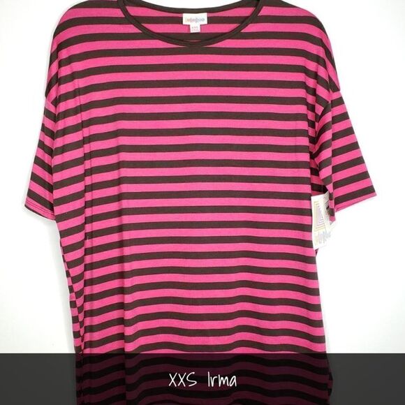 LuLaRoe Irma Tunic XXS Pink Stripes NEW - Picture 1 of 1